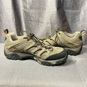 Merrell continuum walnut brown leather lace up hiking sneakers vibram sole 13